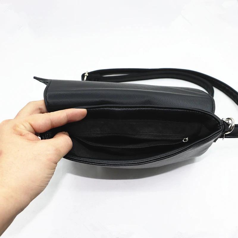Black Bat Wing Small Crossbody Bag | Gothic Style Batwing Handbag & Coin Purse | Sophisticated Unisex Dark Aesthetic Pouch | Fashion-Forward PU Leather Square Messenger (Model 818) Luxegan