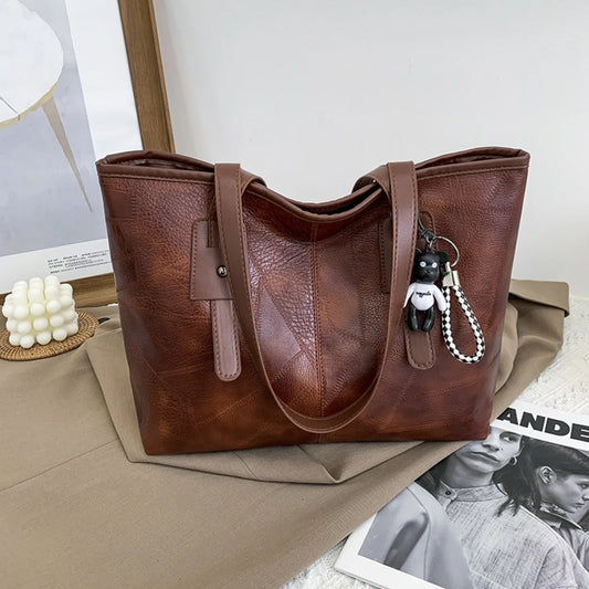 Vintage Large Capacity Tote Bag: Retro Top Handle Satchel for Women, Casual Handbag & Commuter Purse