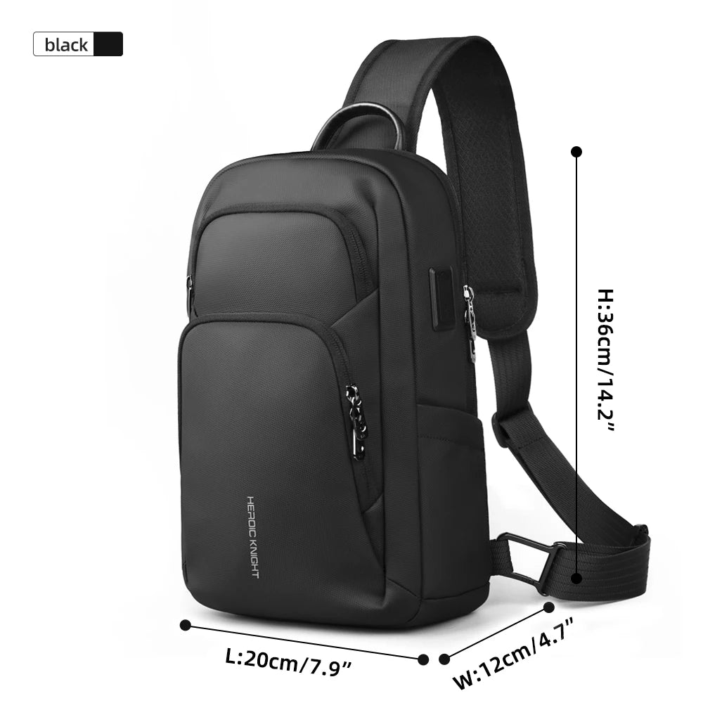Business Waterproof Crossbody Bag | Sophisticated "USB Charging" Silhouette | Large Oxford Leisure Satchel & Chest Pack | "Dignified" High-Performance HK-6202B Essential for Radiant Versatile Styling Luxegan