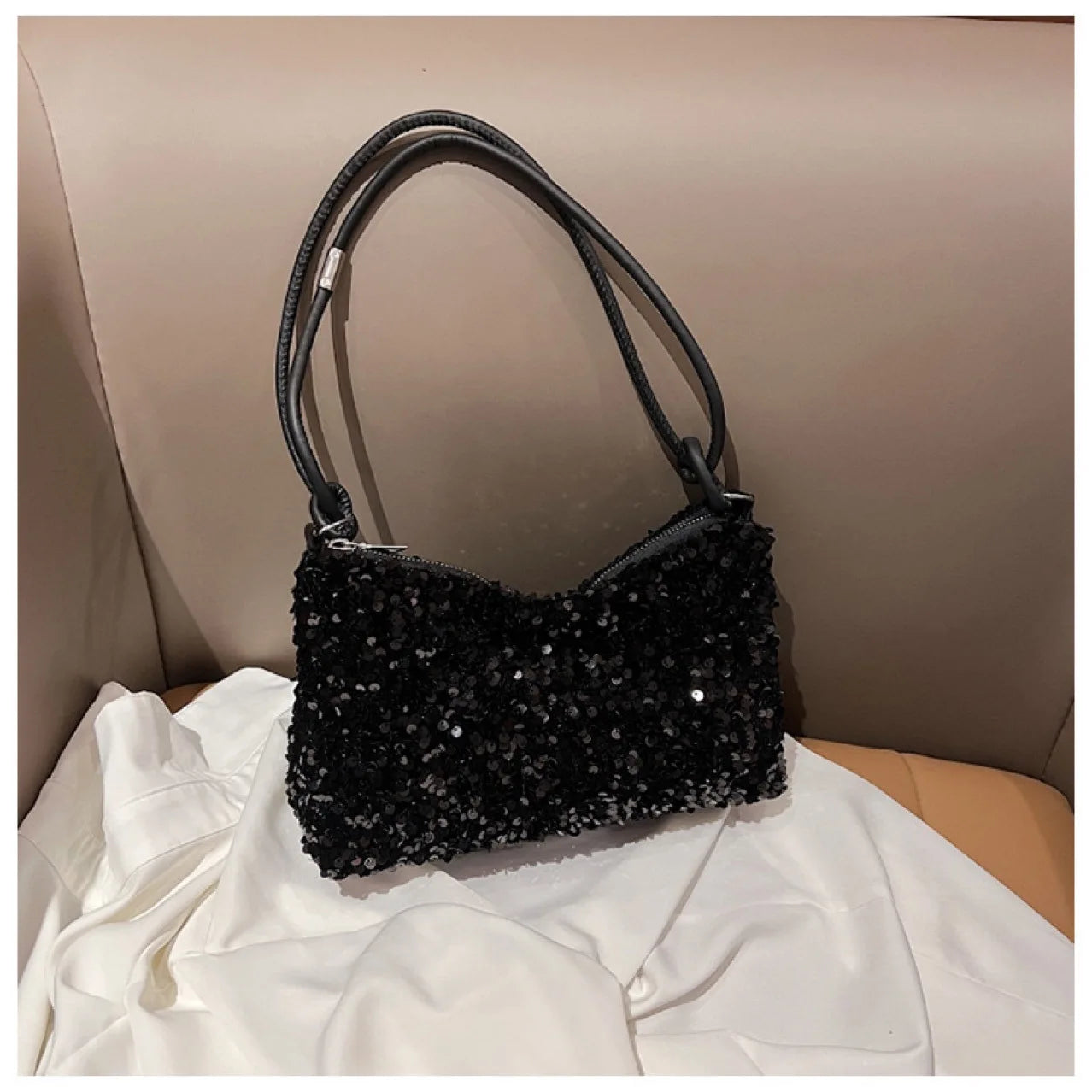 Women's New Korean Style Sequin Handbag | Popular Bling Shoulder & Underarm Bag (Wedding Banquet Wallet & Glitter Crossbody) Luxegan