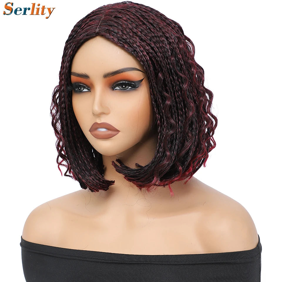 New Style Bob Box Braided Wigs For Black Women 12inches Synthetic Box Braids Crochet Hair Wigs On Sale Clearance Short Black Wig Luxegan