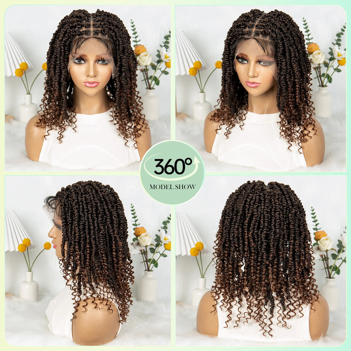 14 Inch Twisted Knotless Box Braids Wig | Full Lace | Baby Hair