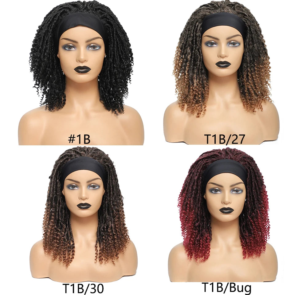 12 Inch Curly Faux Locs Dreadlock Wig | Machine or Headband Cap