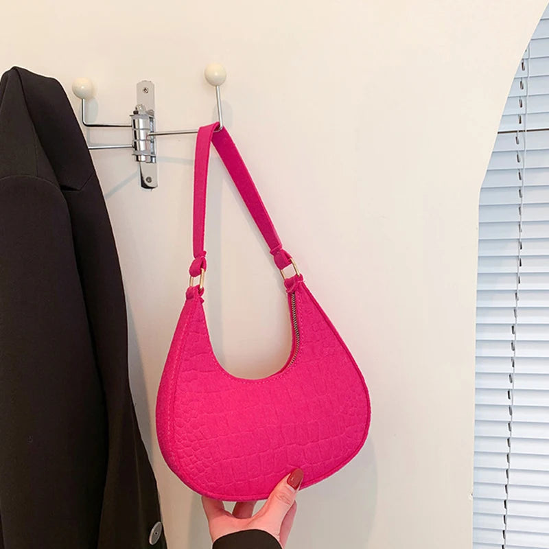 Fashion Korean Version Felt Stone Pattern Underarm Bag | Casual Soft Winter Purse & Shoulder Handbag for Women (Lightweight) Luxegan