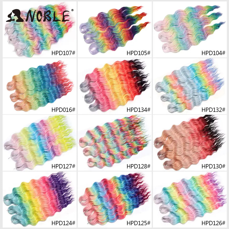 Synthetic Anna Curl Water Wave Crochet Braiding Hair – 24 Inch | 300g | 60 Strands | 88 Ombre & Rainbow Colors