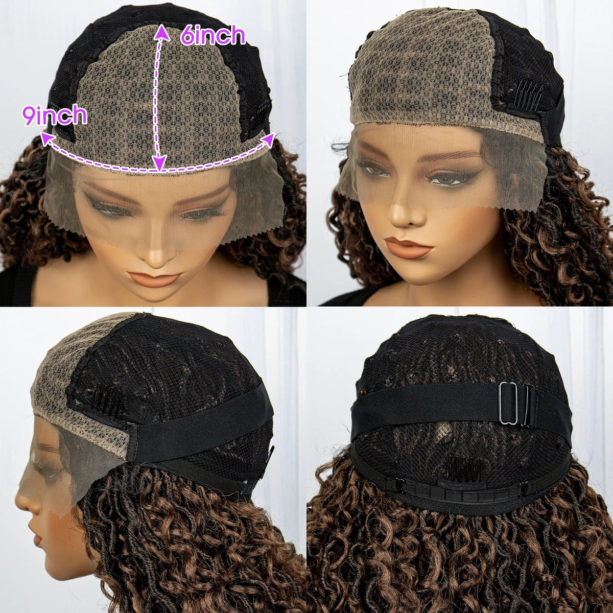Faux Locs Braided Wigs Synthetic Dreadlock Braided Wigs With Curly Ends 26inch Lace Front Knotless Box Braids Wig with Baby Hair Luxegan