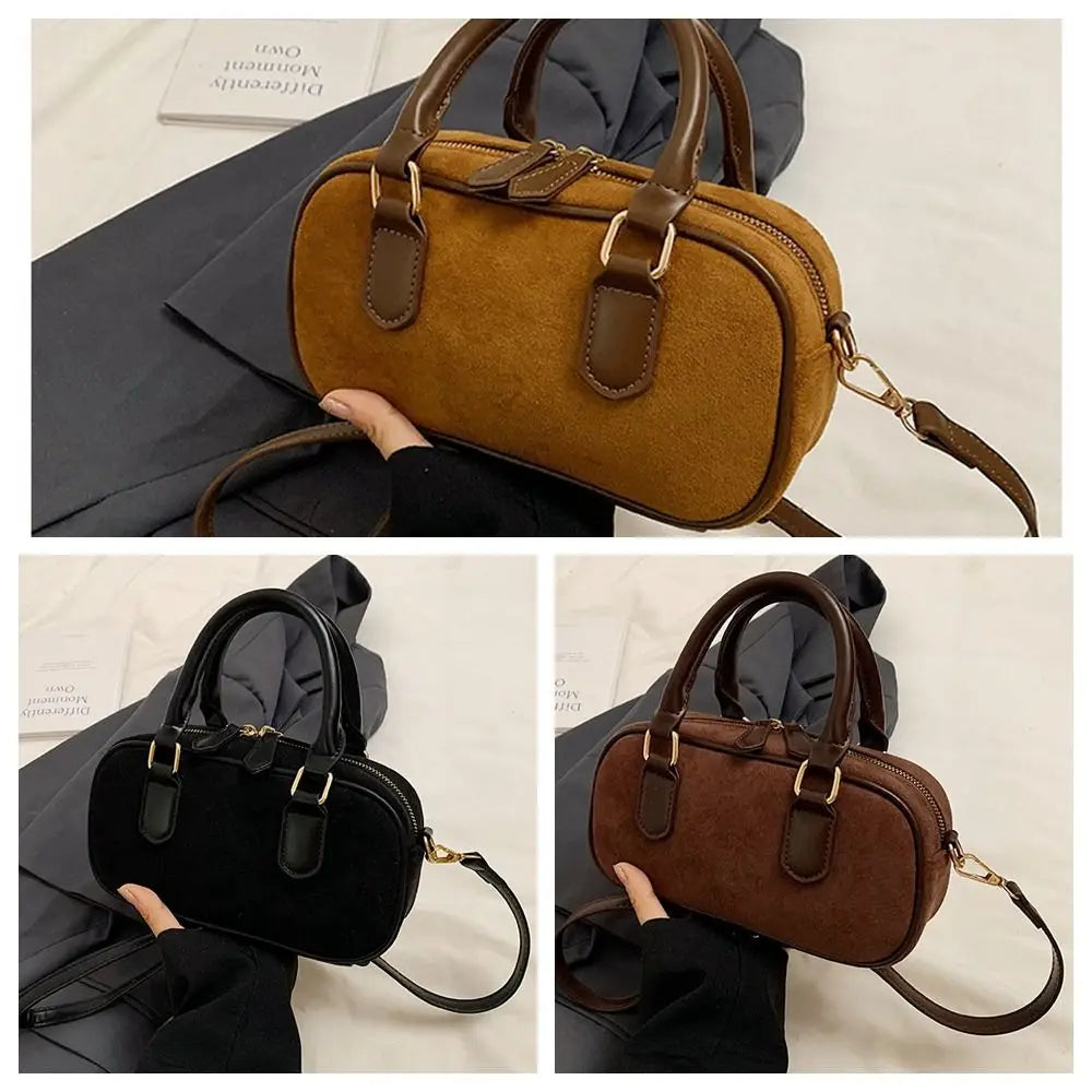 Women’s Fashion PU Leather Bowling Bag | Sophisticated Korean Style Small Square Bag | Large Capacity Solid Color Handbag | Chic Minimalist Shoulder Bag for Daily Shopping Luxegan
