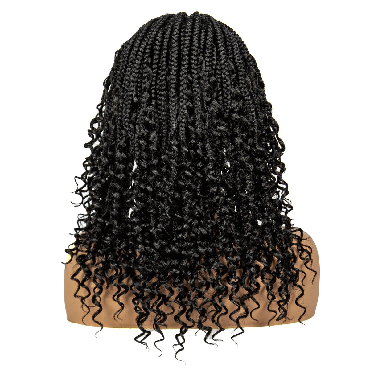 Full Lace Braided Lace Wigs Synthetic Knotless Box Braided Lace Wig with Curly Ends for Black Women Kinky Curly Braided Bob Wig Luxegan
