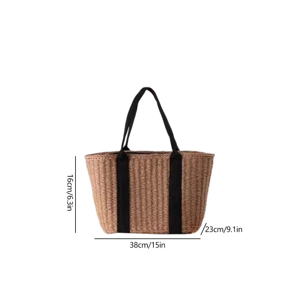 Vintage Hollow Design Woven Shoulder Bag | Large Capacity Knitting Tote & Summer Beach Bag Luxegan