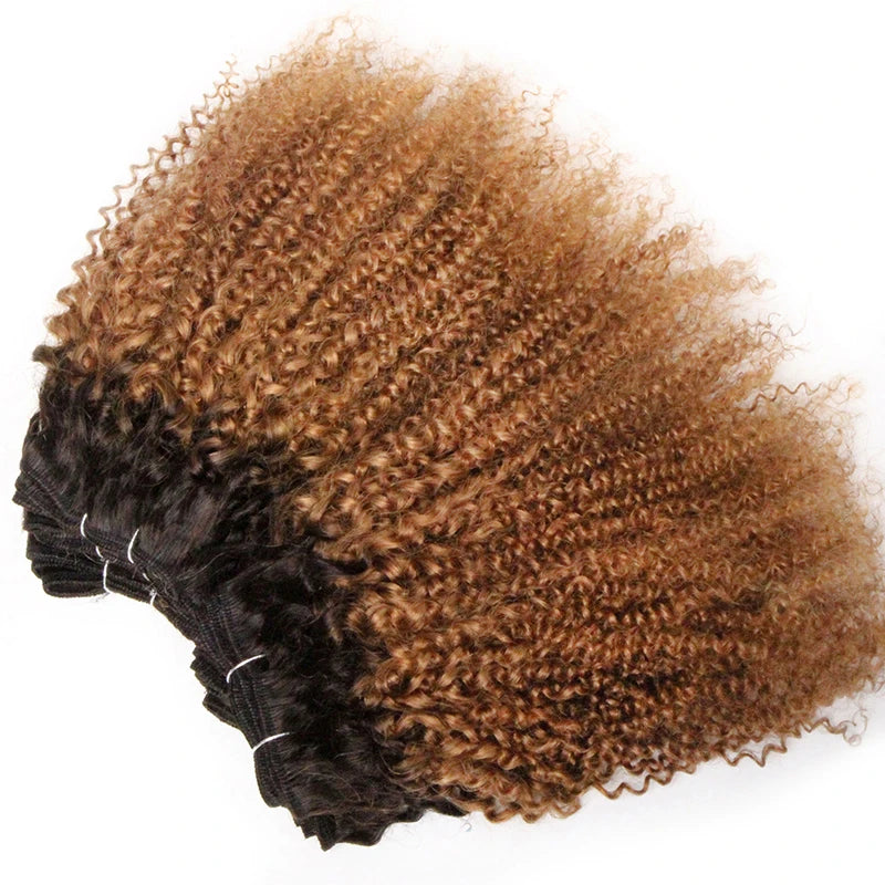 Brazilian Remy Jerry Curl Human Hair Bundles – 6 Bundles 190g | Double Drawn | 5 Ombre Colors - view 6