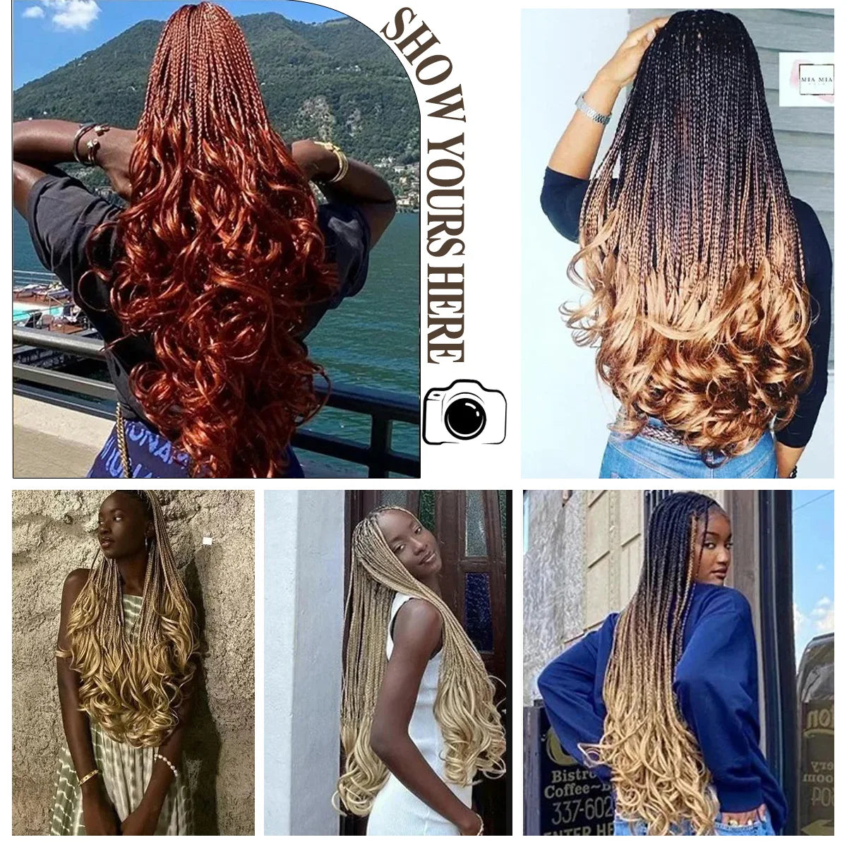 22 Inch French Curly Braiding Hair | Kanekalon Loose Wave Crochet Hair 8 Packs 100g/Pack Ombre - view 3