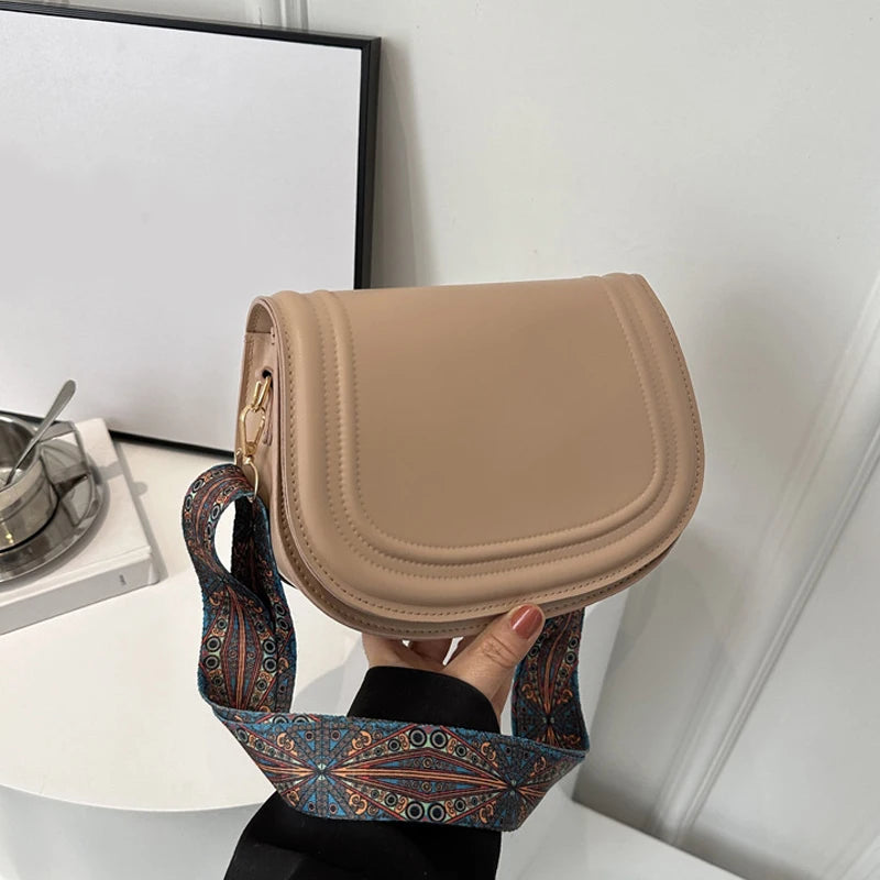Designer Saddle Bag | Wide Strap Flap Crossbody Purse Luxegan