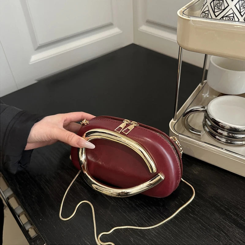 Z Style Luxury Box Clutch | Special-shaped Metal Chain Shoulder Bag Luxegan