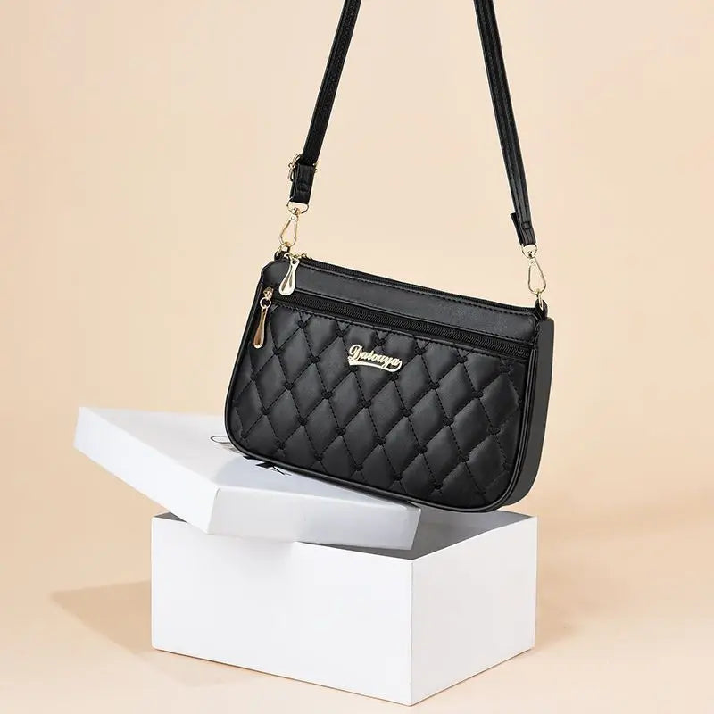 New Fashion Embroidery Thread Shoulder Bag | Sophisticated PU Leather Crossbody | Elegant Large-Capacity Small Purse | "Dignified" Soft Casual Tote for Versatile Daily Styling Luxegan
