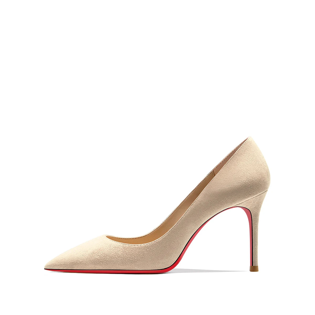 Autumn New Women's Suede High Heels | Sophisticated Red Shiny Bottom Pumps | Elegant "Handmade Flannel" Silhouette | "Dignified" Fashionable Temperament Shallow Wedding Shoes for Radiant Versatile Styling Luxegan