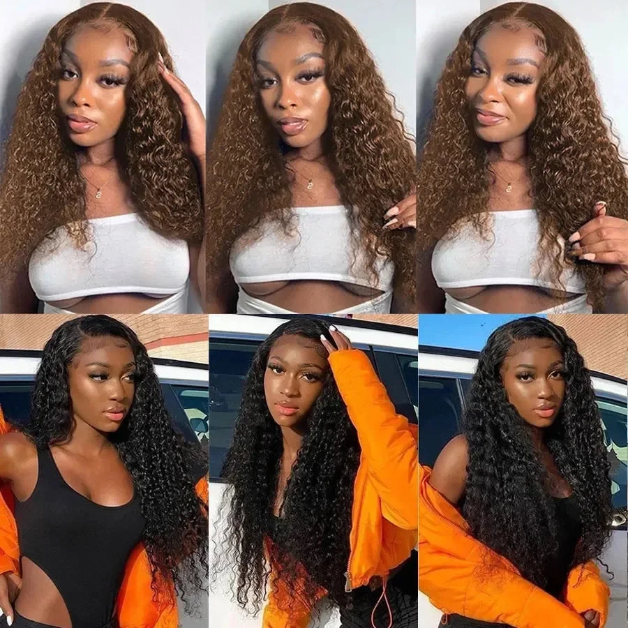 European Style African Brown Rolled Wig | Sophisticated Pre-Lace Design | Elegant "Refined Brown" Coloring | "Dignified" Machine-Made Fullness for Radiant Versatile Styling Across All Ages Luxegan