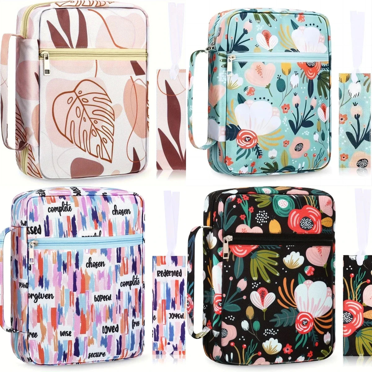 Portable Bible Cover & Carrying Case for Women & Girls | Large Capacity Christian Gift Bag with Bookmarks Luxegan