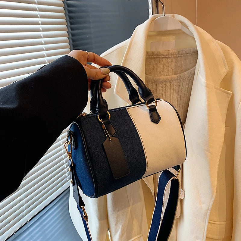 Patchwork Colorblock Mini Handbag | Denim Shoulder & Crossbody Bag Luxegan