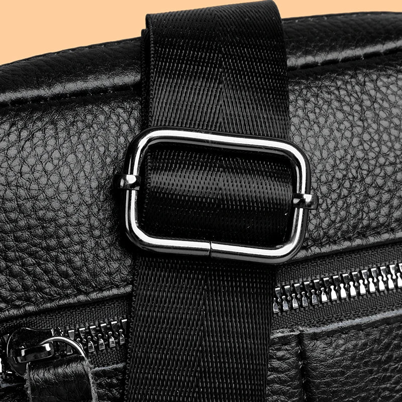 High Quality Genuine Leather Men's Shoulder Bag | Cow Leather Casual Daily Use Crossbody Purse & Handbag (Soft, Solid Color) Luxegan