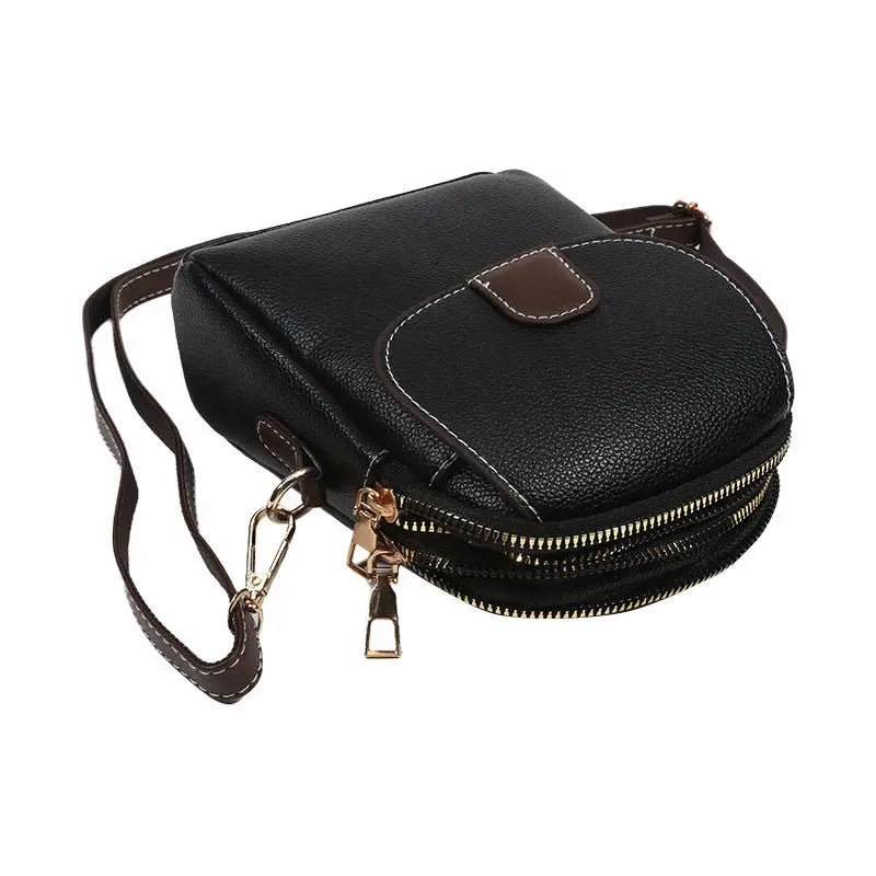 Fashion Leather Crossbody Bag for Women | Mini Shoulder Bag & Flip Zipper Messenger Bag (Students' Small Handbag) Luxegan