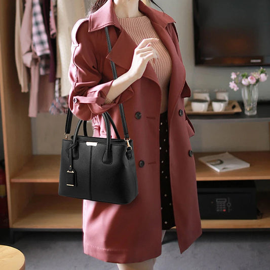 Ladies Large Tote Bag | New Fashion Women's PU Leather Square Shoulder & Crossbody Handbag (Bolsas Femininas Sac) Luxegan