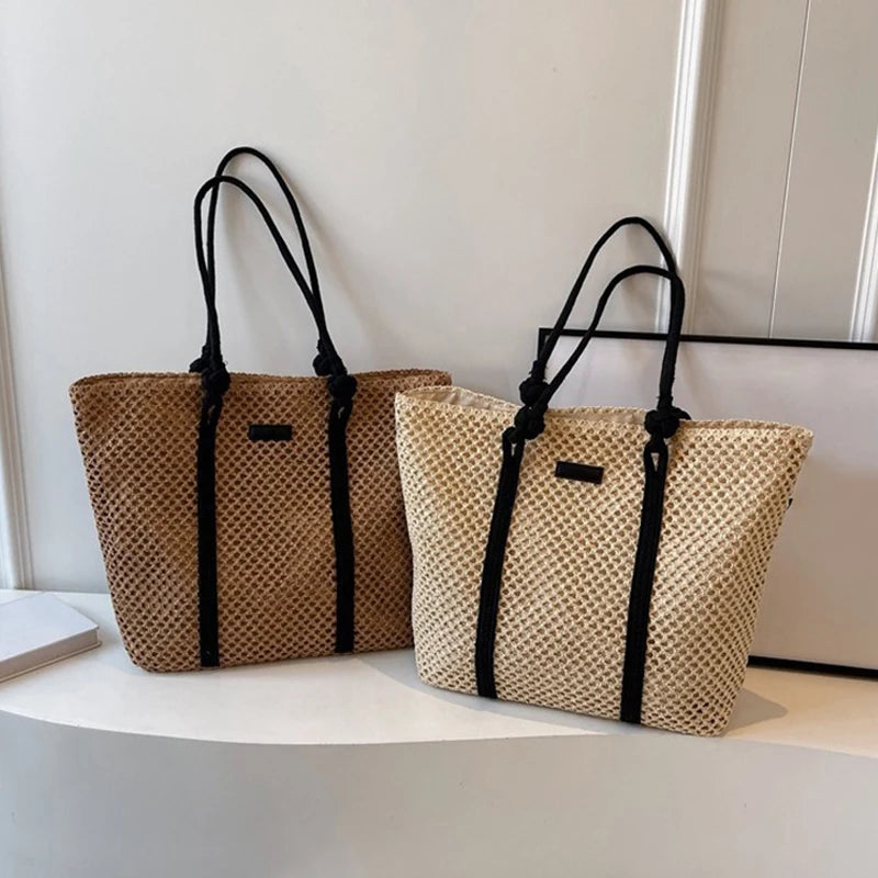 Woven Straw Tote Bag | Large Capacity Beach & Vacation Handbag Luxegan