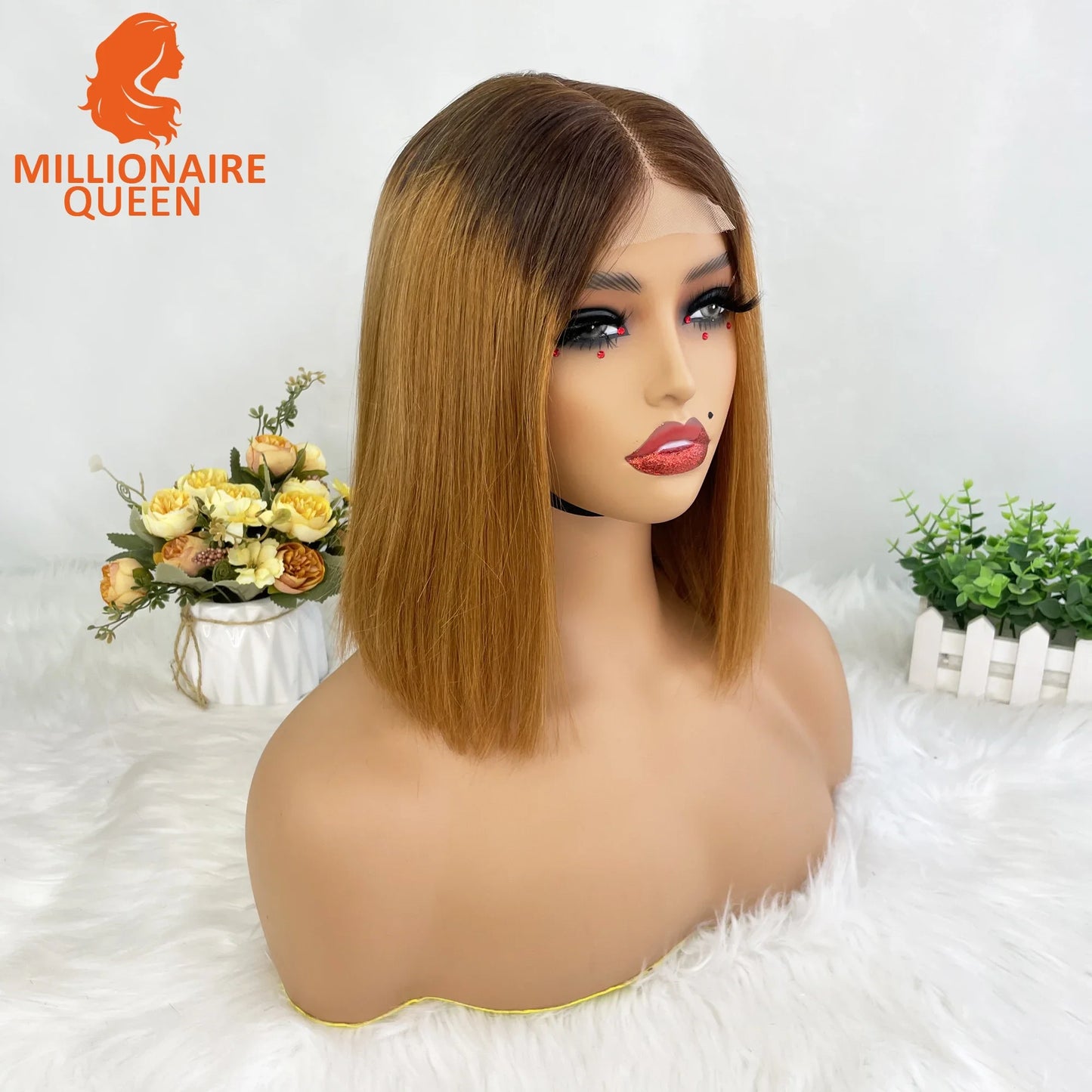 Highlight P4/30 Brown Vietname Bone Straight Bob Wig Super Double Drawn Human Hair 2x6 Glueless Lace Closure Wig For Black Women