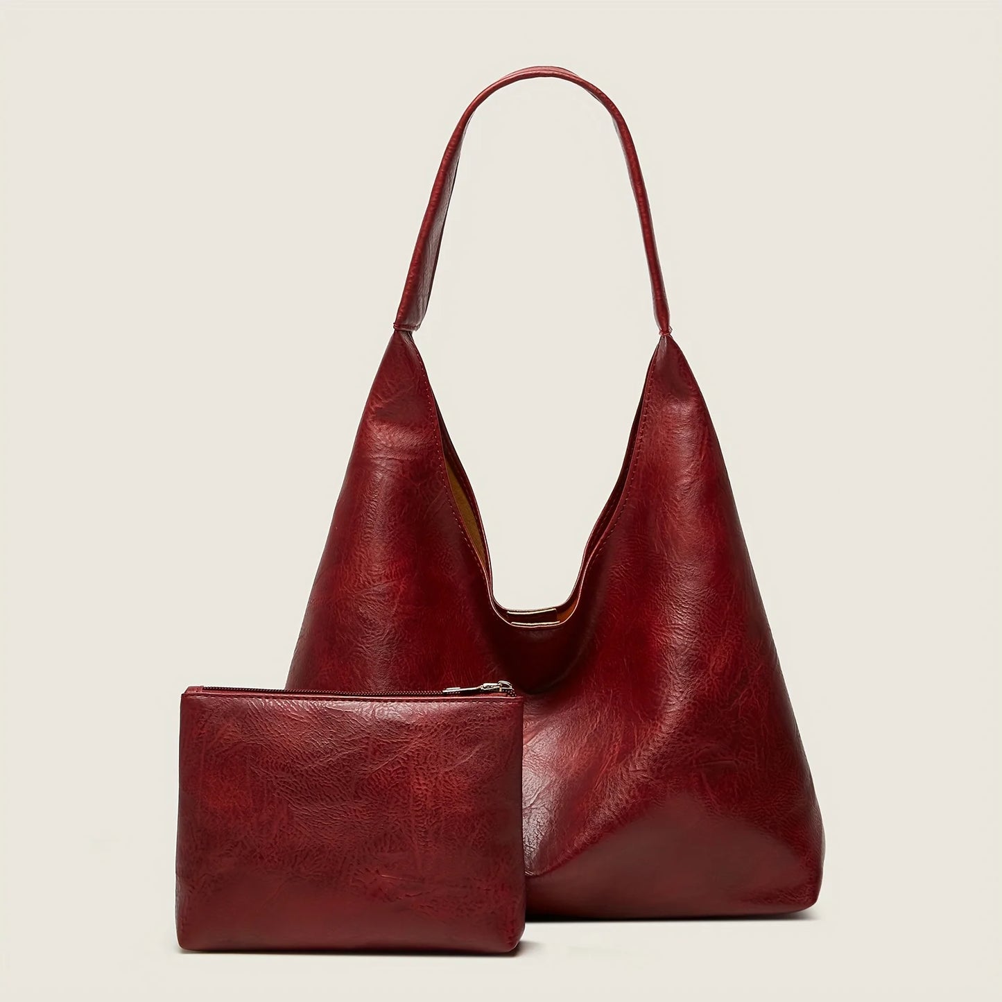 PU Leather Casual Retro Simple Large Bag | Acrylic Lined Hasp Closure Tote Luxegan