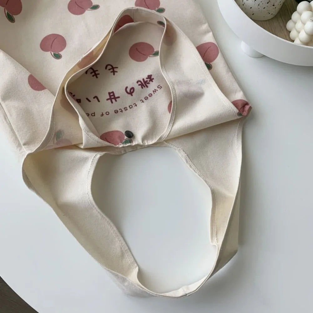Aesthetic Strawberry & Peach Tote Bag | School & Shopper Handbag Luxegan