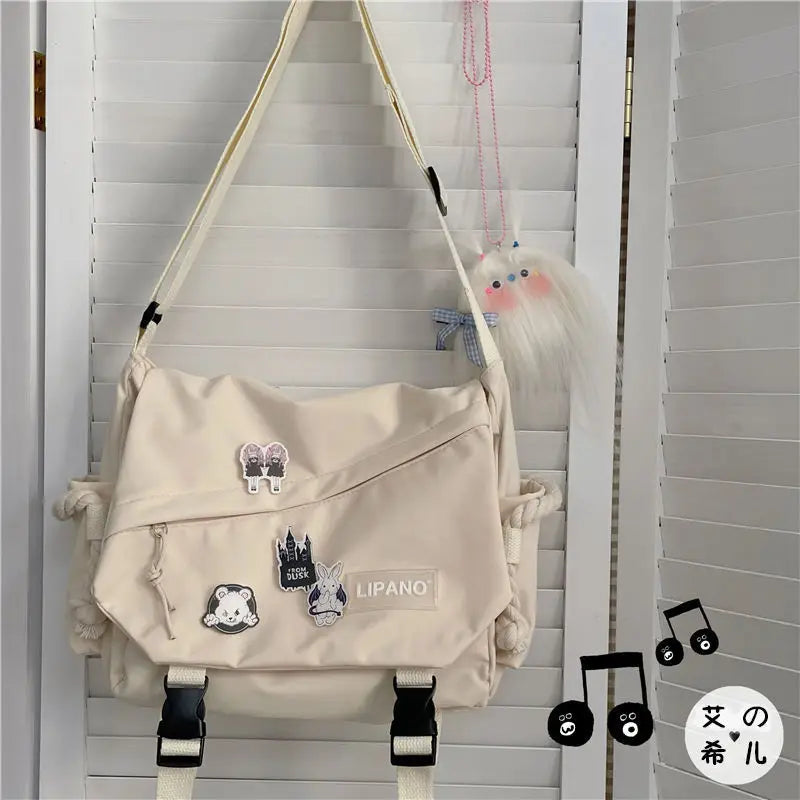 Large Capacity Retro Workwear Postman Bag | Unisex Nylon Crossbody & Shoulder Bag | Fashionable Horizontal Square Satchel with Multi-Pocket Organization Luxegan