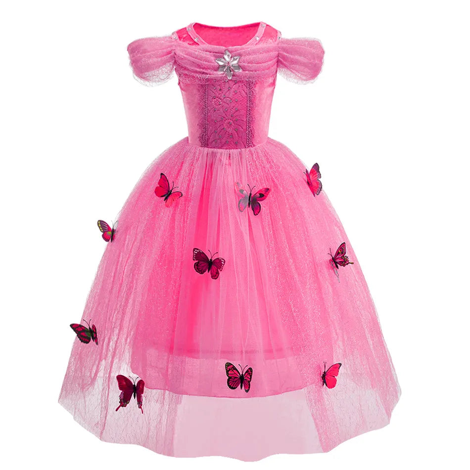 Little Girls Summer Cinderella Dance Sequin Clothing Kids Birthday Fancy Maxi Princess Style Cosplay Dress Long Sleeve Ball Gown