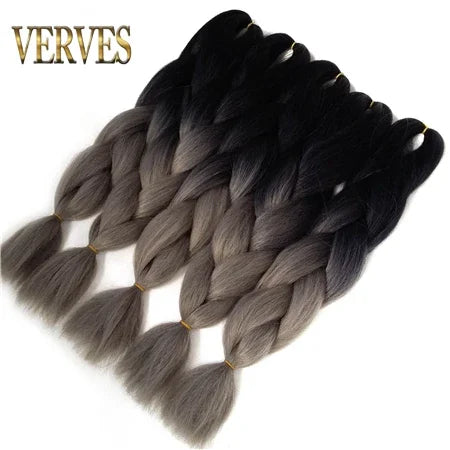 Synthetic Jumbo Braid Kanekalon Braiding Hair 24in | Ombre & Solid Colors | 100g