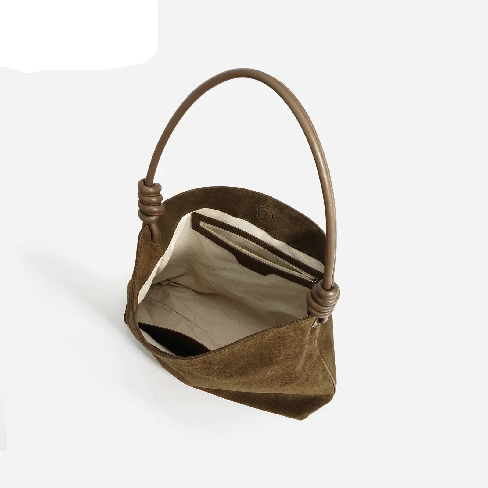 All-Match Chamois Matte Suede Cowhide Leather Tote | Large Capacity Designer Maillard Dressing Coffee Winter Ladies Handbag Luxegan