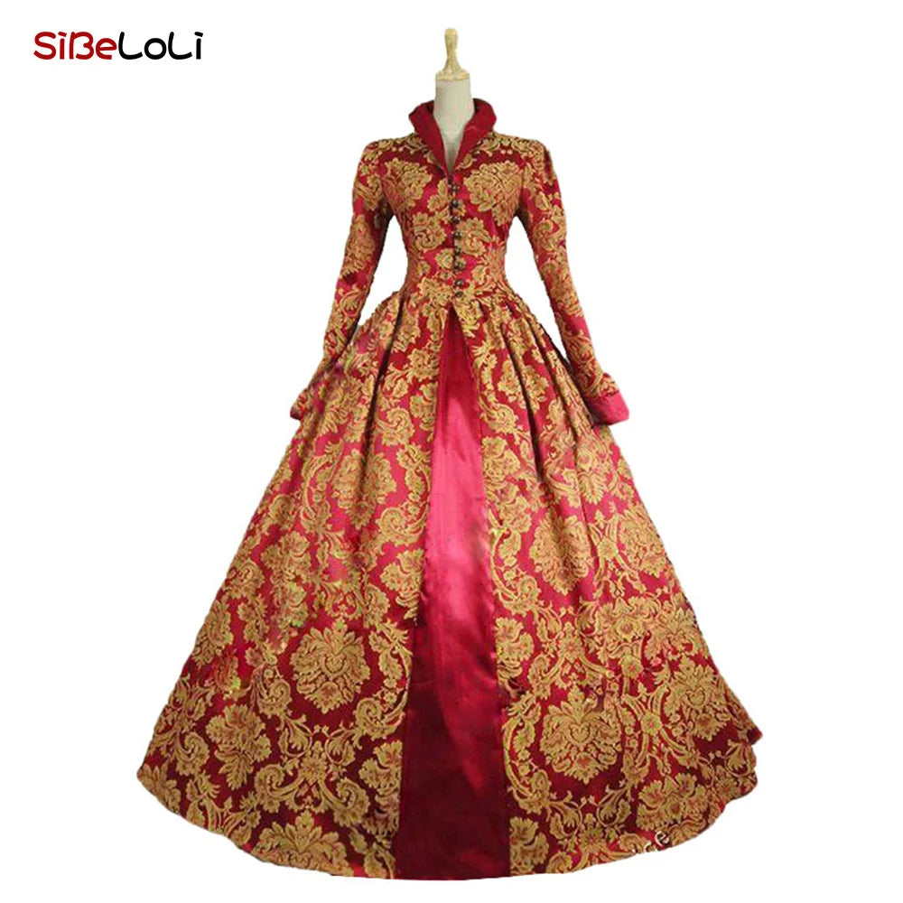 Victorian Renaissance Ball Gown – Square Neck, Flare Sleeve, Floor-Length, Empire Waist