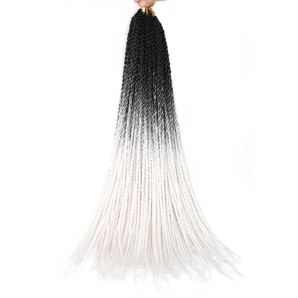 24-Inch Long Ombre Box Braids Crochet Hair - Pre-Looped Synthetic Braiding Hair Extensions - High Temperature Fiber 22 Strands/Pack Piano Color Crochet Braids for Women & Girls (27 Colors Available)