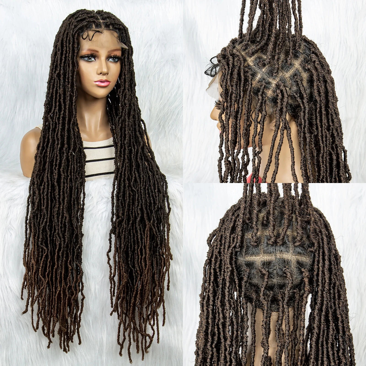Pink & Blue Braided Wig | Full Lace Butterfly Locs & Dreadlocks