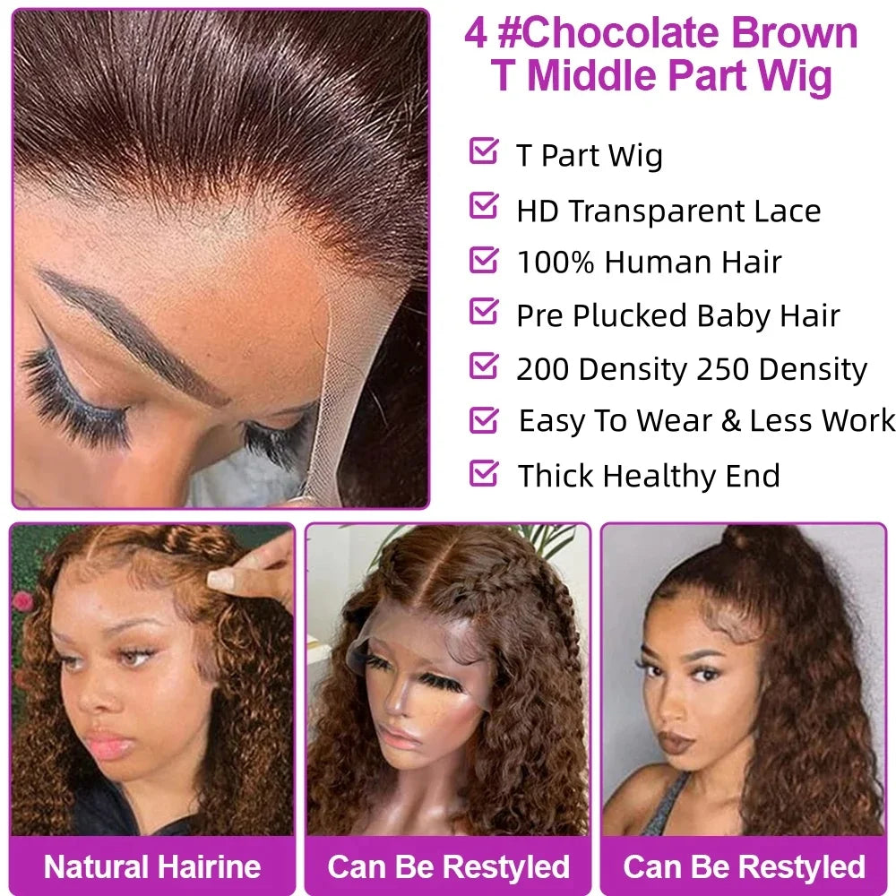 36-Inch Chocolate Brown Deep Wave HD Lace Wig | Sophisticated 250 Density 13x6 & 13x4 Frontal | Elegant "100% Brazilian Remy" Silhouette | "Dignified" Pre-Plucked Free Part Human Hair for Radiant Versatile Styling Luxegan