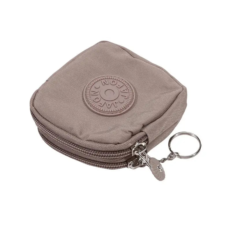 Nylon Solid Square Coin Purse | Zipper Waterproof Mini Card Holder & Key Bag Luxegan
