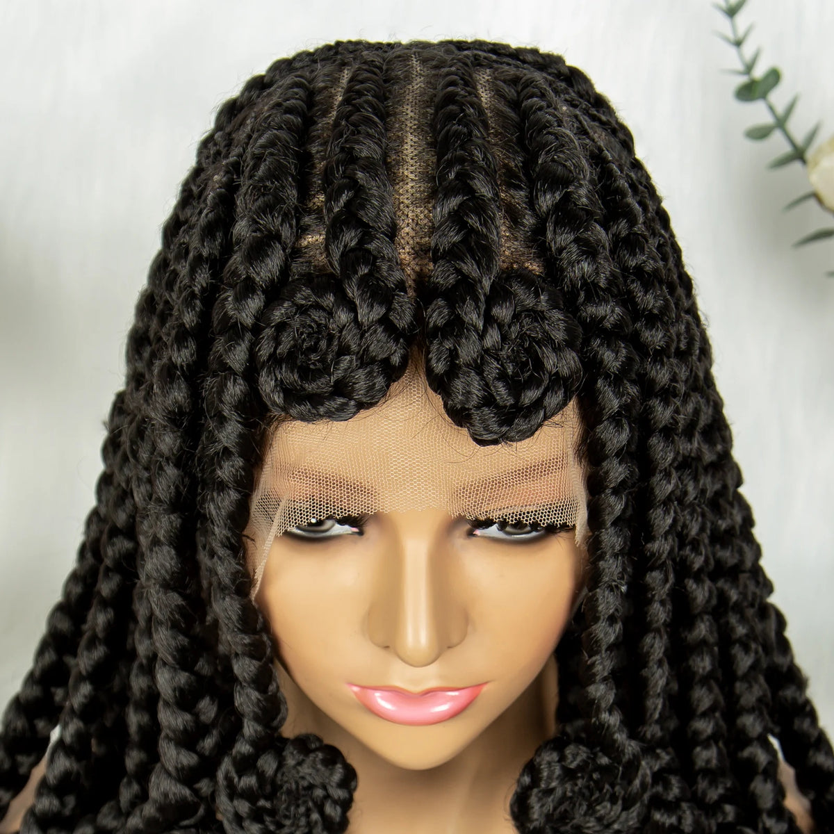 14 Inch Jumbo Bantu Knotless Box Braided Wig | Full Lace Cornrow
