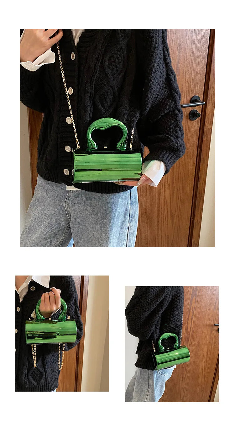 Fashion Cylinder Mini Evening Purse | Gold Box Clutch Shoulder Crossbody Bag for Women's Party Clutches Luxegan