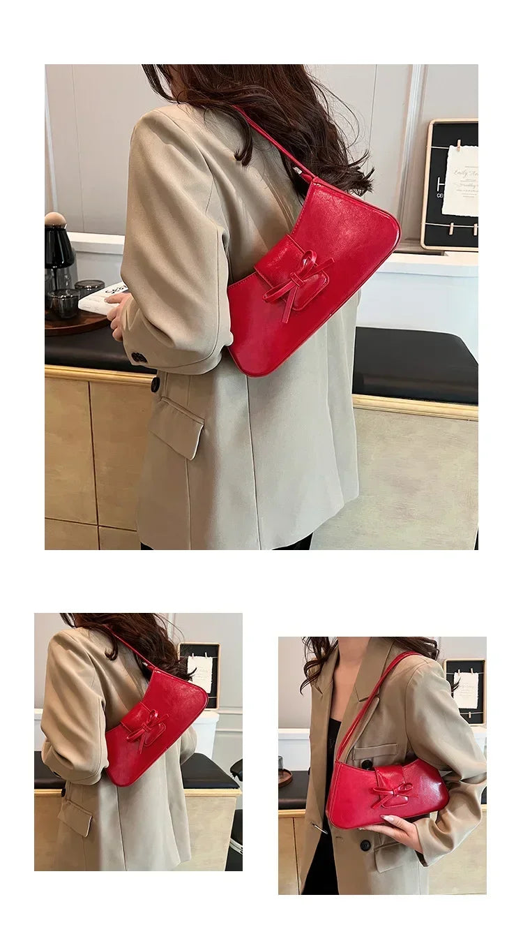 High-Grade Sense Retro Women's Underarm Bag | Spring New PU Leather Lady Commuter Shoulder Bag (Solid Small Handbags for Women) Luxegan