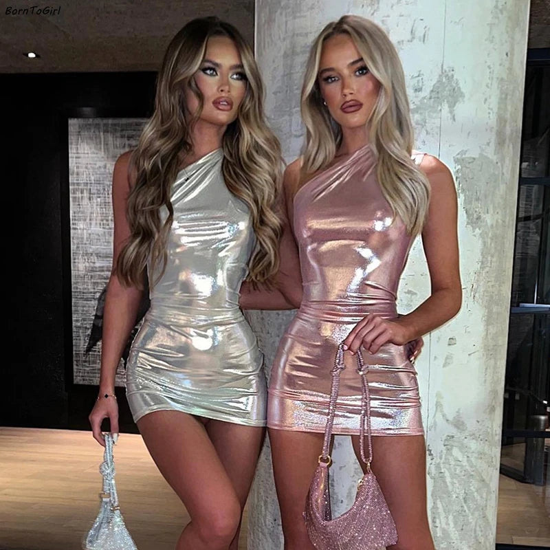 Women's One Shoulder Bodycon Mini Dress Luxegan