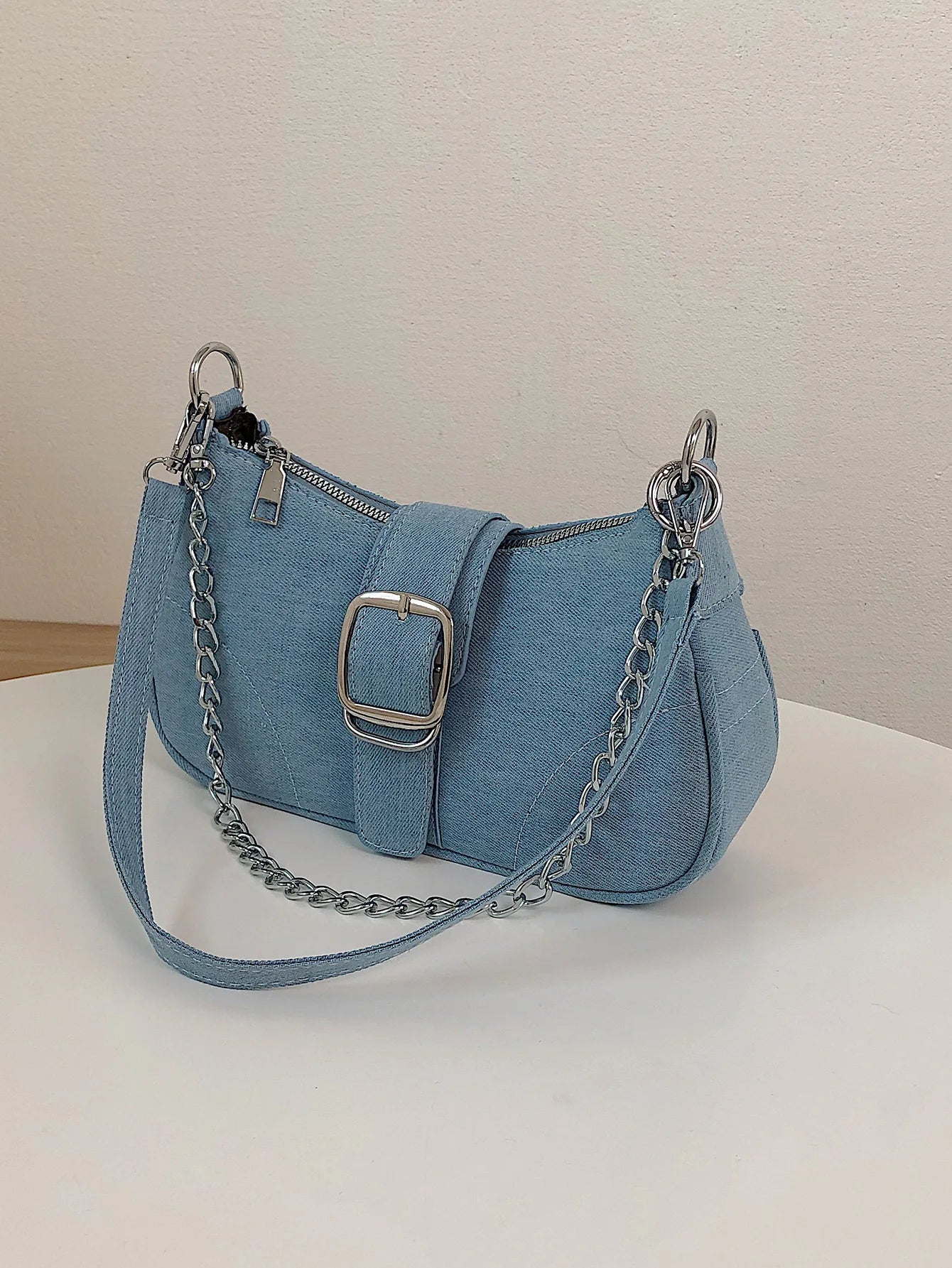 Denim Baguette Shoulder Bag | Casual Small Jeans Crossbody Canvas Bag Luxegan
