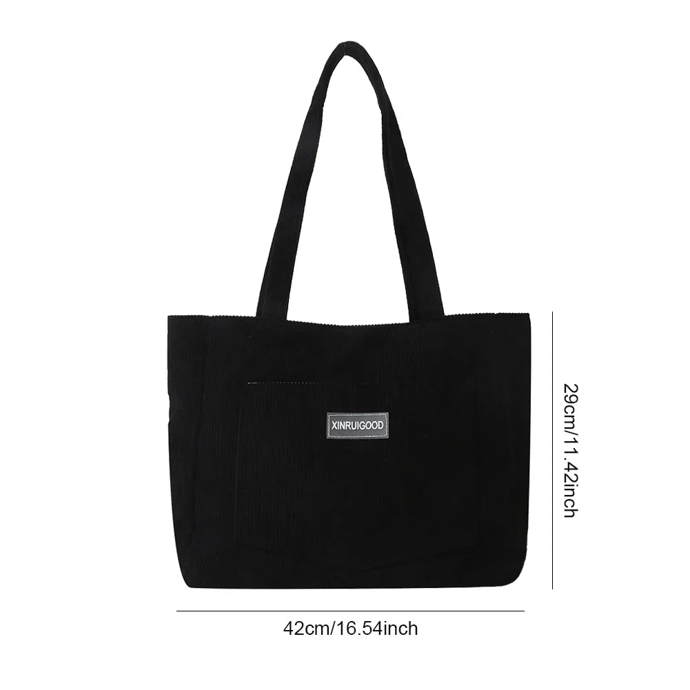 Large Capacity Corduroy Tote Bag | Shoulder Bag with Pockets & Compartments Luxegan