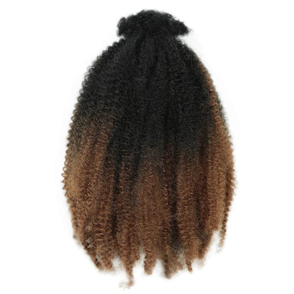 Afro Kinky Curly Bulk Synthetic Braiding Hair 12in – Soft Micro Twist Crochet Hair | 12 Ombré - view 5