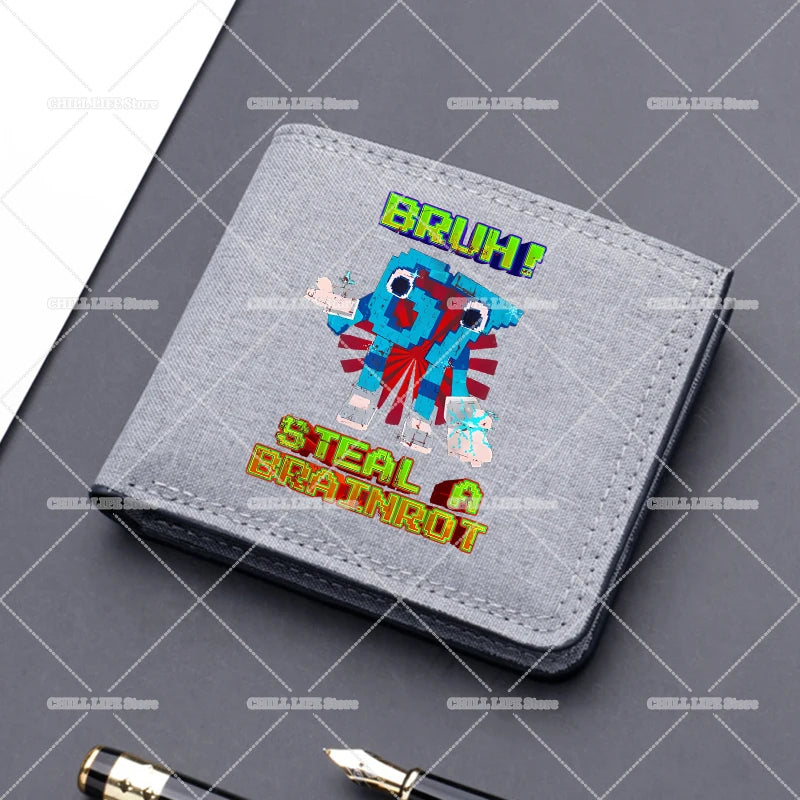 Anime "Six Seven" Brainrot Canvas Wallet | Sophisticated "Multi-Card Slot" Silhouette | High-End Boys Folding Billfold & Card Holder | "Dignified" High-Performance Short Coin Purse for Radiant Versatile Styling Luxegan