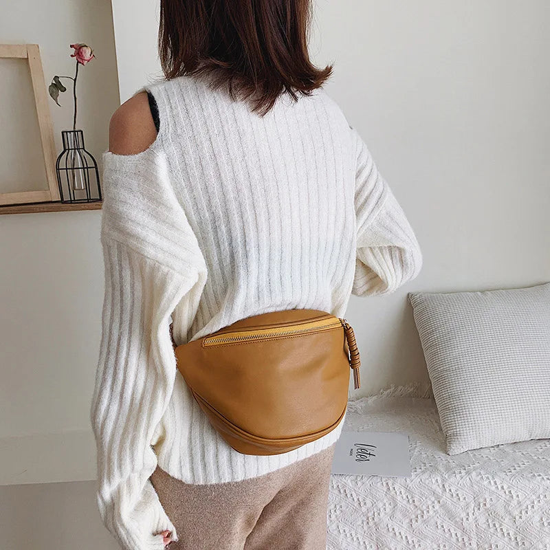 Fashion Simple Chest Pack | High-Quality PU Leather Fanny Bag for Women | Designer Waist Bag & Phone Purse | Versatile Female Shoulder Crossbody Bag (Model M02) Luxegan