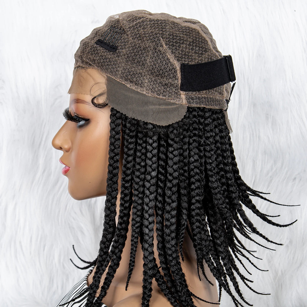 Pelucas trenzadas Bob para mujeres negras Peluca de encaje completo con trenzas estilo cornrow Peluca sintética de encaje frontal con trenzas de caja sin nudos con cabello de bebé
