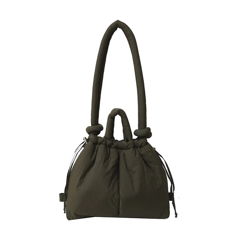 New Korean Fashion Fabric Shoulder Bag | Soft Dacron Crossbody Bag & Mini Underarm Tote Luxegan