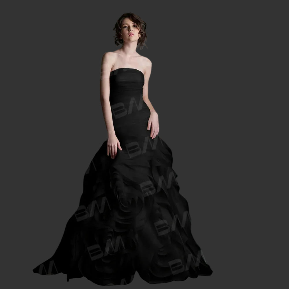 Modern Floral-Shaped Tulle Prom Gown | Custom-Made Strapless Sweetheart Long Party Dress | High-Quality Court Train Solid Custom-Color Evening Dress Luxegan